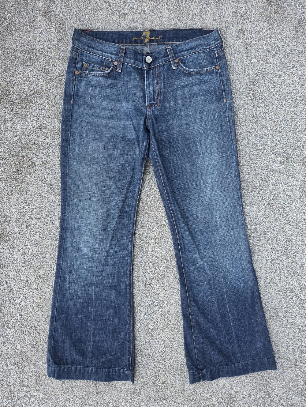 7 For All Mankind Dojo Jeans Size 28 Vintage Y2K Low Rise Wide Leg Made in USA